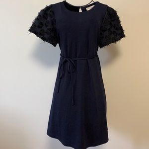 Navy dress with sleeve detailing